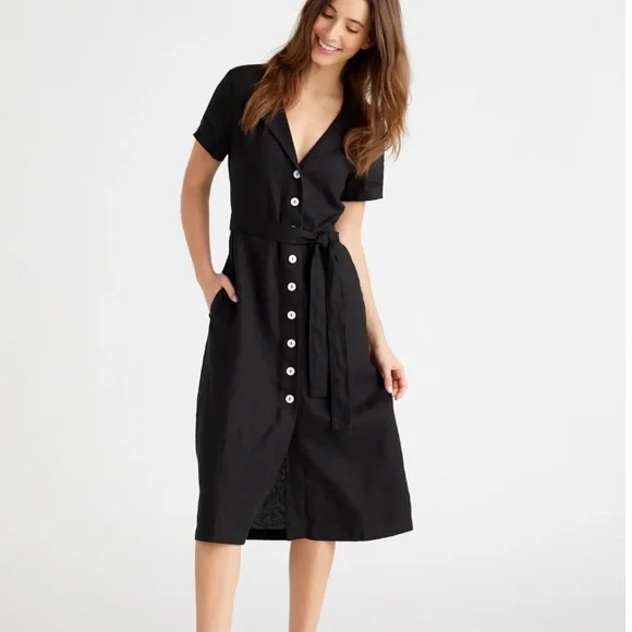 100% European Linen Button Front Dress - Picture 14 of 14